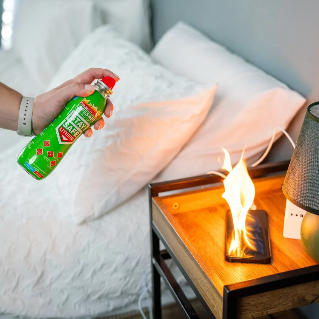 Used on a phone fire at the bedside